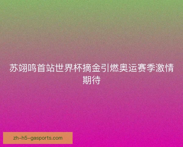 苏翊鸣首站世界杯摘金引燃奥运赛季激情期待